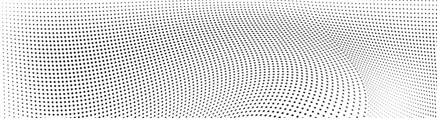 The halftone texture is black and white. Waves from dots
