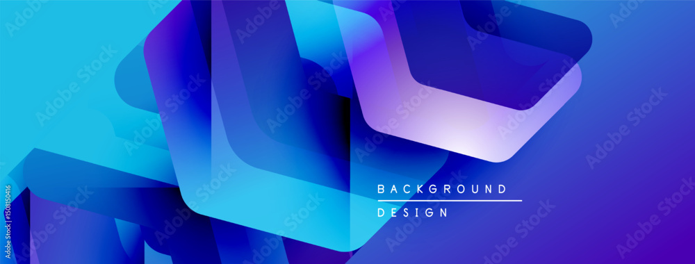 Fototapete Abstract blue shapes overlap, creating dynamic visual effect. Gradient colors suggest depth, modern design aesthetic.