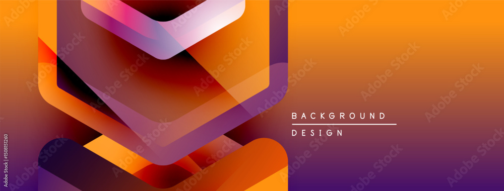 Leinwandbilder Abstract geometric shapes blend orange, purple hues. Modern design creates dynamic visual effect. Background text reads background design.