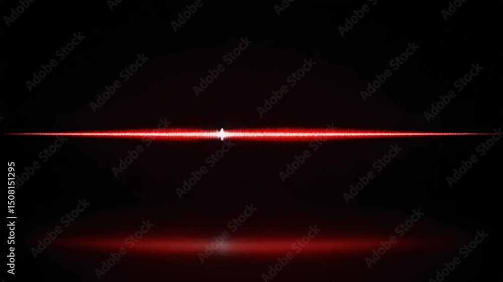 Poster visualizing red audio waveform moving on reflective surface animation