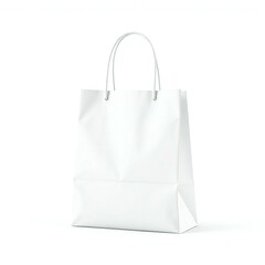 Blank white paper shopping bag with handles