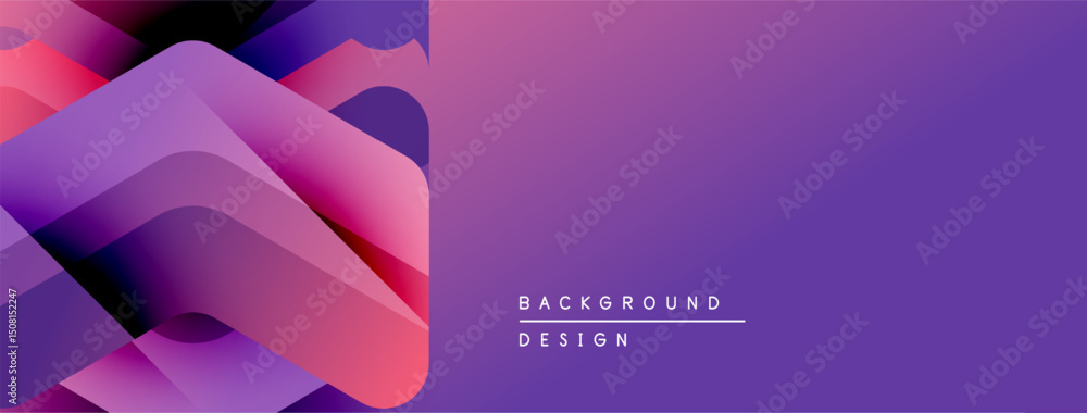 Poster Abstract purple design. Overlapping shapes create dynamic visual effect. Gradient colors suggest depth, modern aesthetic.