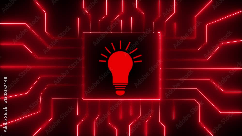 Poster animated glowing circuit on a black background. animated glowing motherboard circuit pattern backgro
