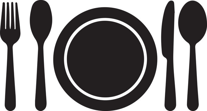 fork silhouette, spoon icon, knife shape, utensil vector, kitchen tool, dining icon, cutlery graphic, black cutlery, tableware design, meal utensil, flatware silhouette, silverware vector