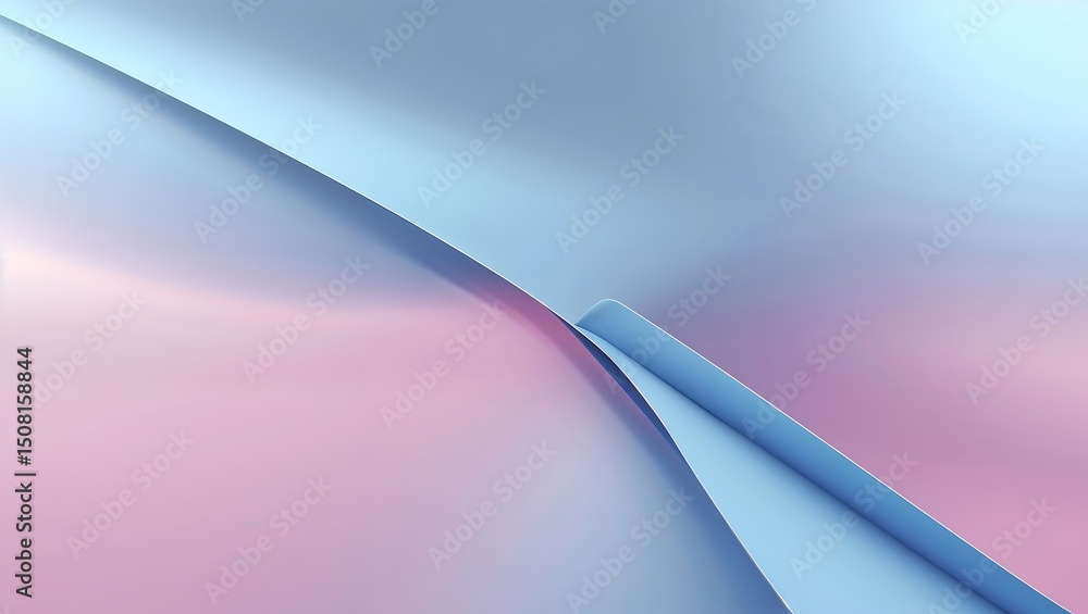 Poster abstract paper curves with smooth gradient background in blue and pink tones