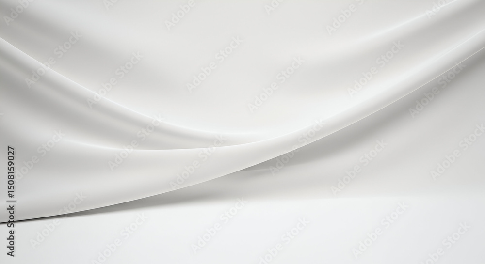 Poster plain white fabric draped in a smooth, flowing pose on a white surface. a versatile, neutral backdro