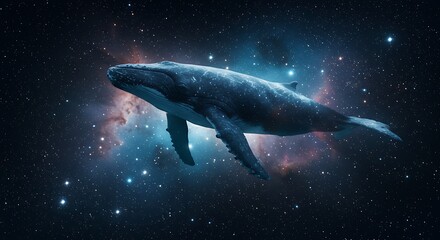 Fototapeta premium Whale Swimming in Space
