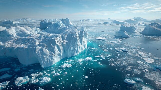 Aerial view of arctic icebergs global warming climate change antarctica frozen landscape melting ice nature 100