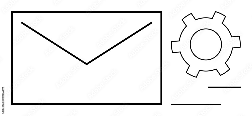 Aufkleber envelope and gear cog symbolizing email communication and settings management. ideal for email setup