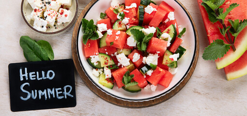 Summer fruit and vegetable salad.