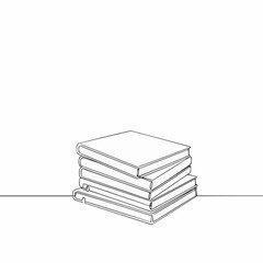 A simple line art of a stack of books, symbolizing knowledge and learning. The artwork is clean and minimalist, with a focus on the shapes