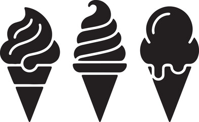 ice cream cone silhouette, frozen treat outline, dessert silhouette, black ice cream cone, cone vector, summer dessert icon, ice cream clipart