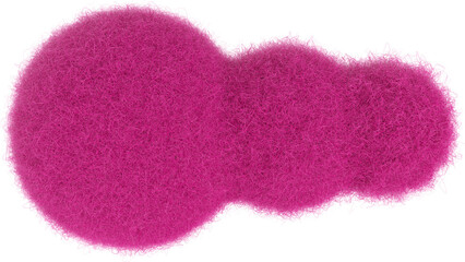 Cartoon pink cloud from fur or felt material. 3d illustration of cute soft child toy. Realistic creative render element.