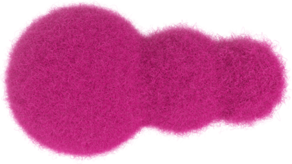 Cartoon pink cloud from fur or felt material. 3d illustration of cute soft child toy. Realistic creative render element.