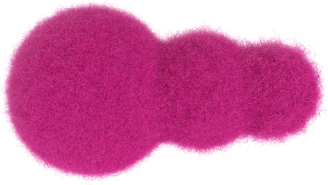 Cartoon pink cloud from fur or felt material. 3d illustration of cute soft child toy. Realistic creative render element.