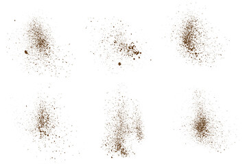 Vector cinnamon flying dust effect coffee or chocolate powder particle background collection