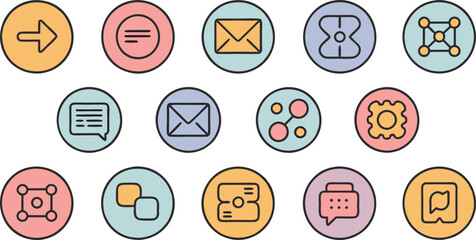 Colorful circular icons communication network technology