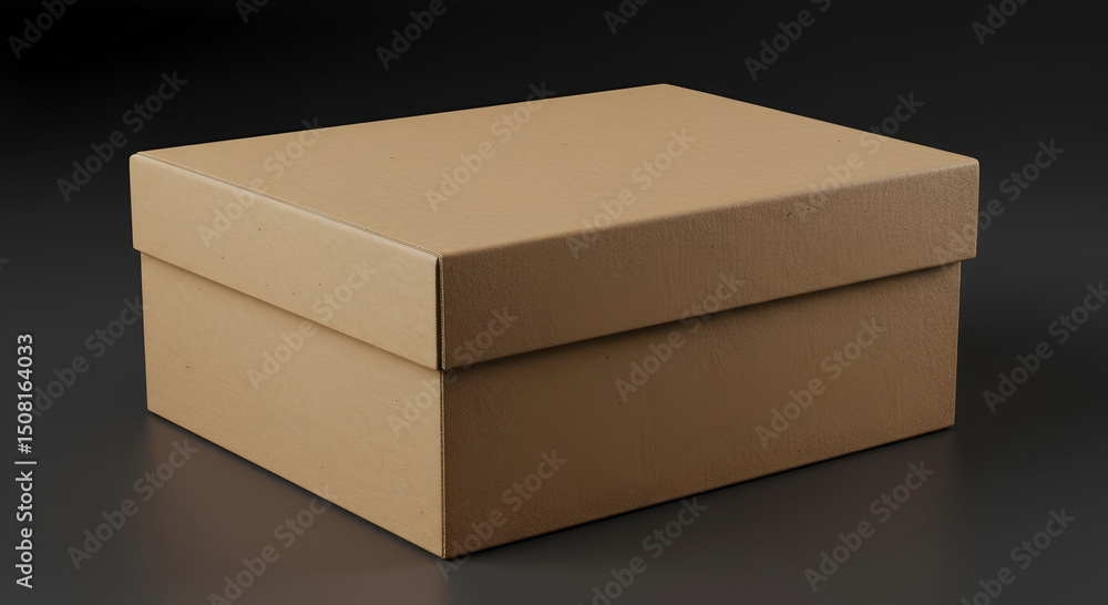 Poster neutral cardboard box resting on a dark surface. empty box for product packaging design mockup. gene