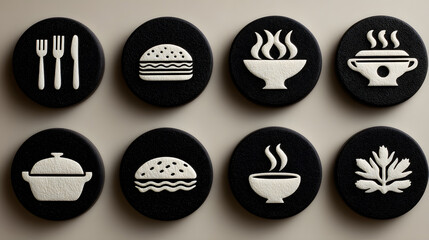Creative Food Icons Diverse Culinary Symbols for Design Projects