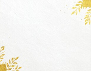 金の植物モチーフと和紙風テクスチャの白背景