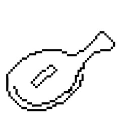 Fototapeta premium Detailed pixel line art of a cooked pork chop on a transparent background for culinary use
