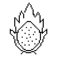 Obraz premium Intricate pixel outline of dragonfruit cut in half with foliage design