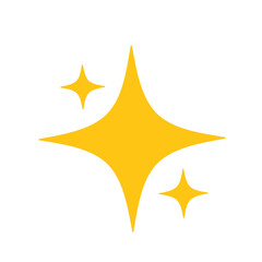 Vector icon of sparkling star with yellow color, in flat style, suitable for graphic design needs, creative design, web design