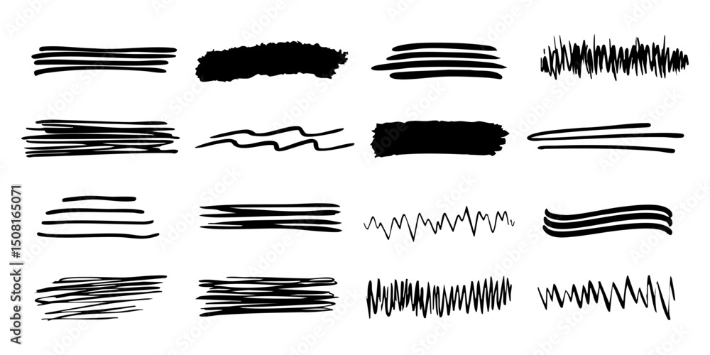 Poster abstract brush stroke and line art set. creative design elements for artistic projects. isolated vec