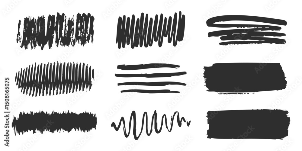 Poster abstract brush stroke and line art set. creative design elements collection. isolated vector illustr