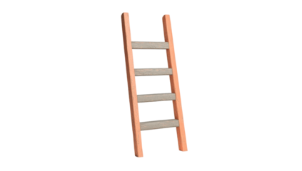 A simple, light-orange wooden ladder with five grey rungs, rendered in a slightly cartoonish style against a black background