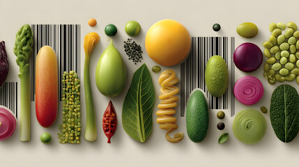 Food Traceability Digital Graphic of Barcoded Produce