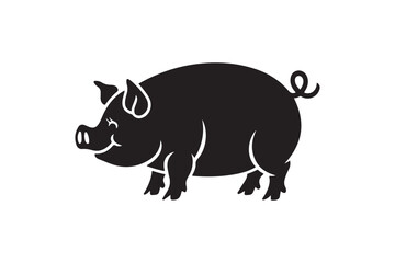 Obraz premium Adorable Farm Pig Silhouette Vector Graphic - Charming Livestock Animal Illustration