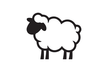 Minimalist Black and White Sheep Icon - Farm Animal Symbol for Rural and Agricultural Designs