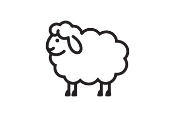 Minimalist Black and White Sheep Icon - Farm Animal Symbol for Rural and Agricultural Designs