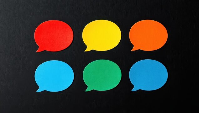 Colorful speech bubbles on black background