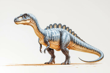 Fototapeta premium Spinosaurus Dinosaur Illustration: Jurassic Prehistoric Artwork of a Massive Extinct Predator in Its Natural Marine Habitat