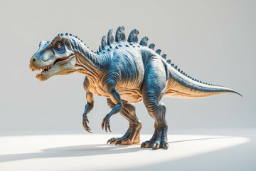 Animated Spinosaurid Dinosaur: 3D Blue Scaled Prehistoric Creature in Fantasy Artwork for Graphic Children's Illustration and Cartoon Character Design