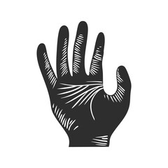 Hand Palm Silhouette With Line Details Illustration. Symbolizing Palmistry And Fortune Telling. Isolated Vector Illustration