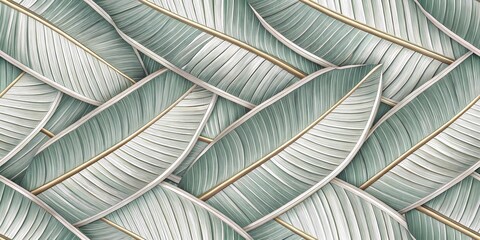 Banana Leaves + Herringbone Layout + Silver Detailing
Layered banana leaf textures set in herringbone patterns with soft silver outlines