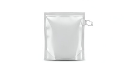 Empty, light gray pouch with resealable top, displaying a blank, versatile design. A neutral backdrop showcases the packaging's simple, modern form for potential product branding and promotional use.