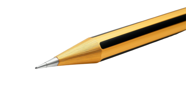 Close-up of a gold pen's tip and barrel, showcasing its metallic sheen and subtle black detailing