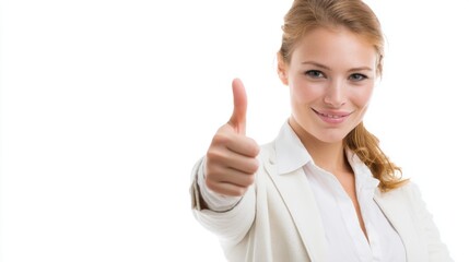 Businesswoman giving thumbs up