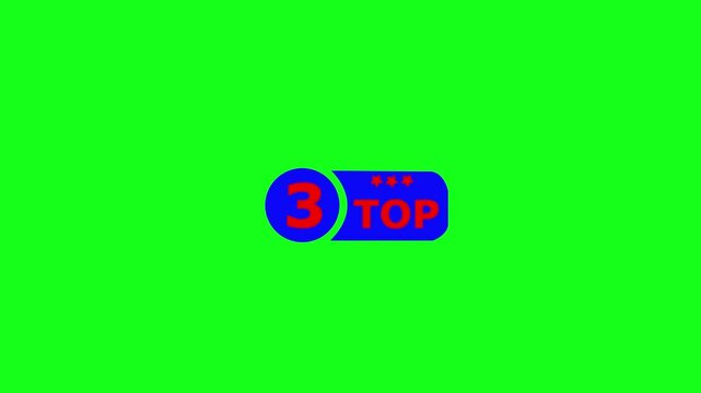 text top3 Rating stars icon animation with alpha channel, 3star star review and rating with transparent background