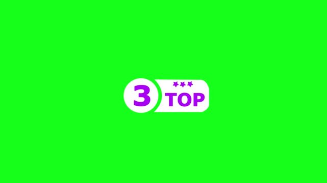 text top3 Rating stars icon animation with alpha channel, 3star star review and rating with transparent background