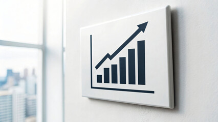 business graph showing growth on wall