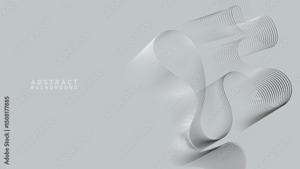 Leinwandbilder Abstract wavy background with flowing curved lines, soft gray tones, and modern minimalist style, creating calm and elegant visual effect for design projects
