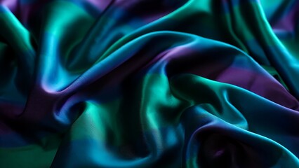 Obraz premium Abstract iridescent fabric background with flowing waves and vibrant color gradients