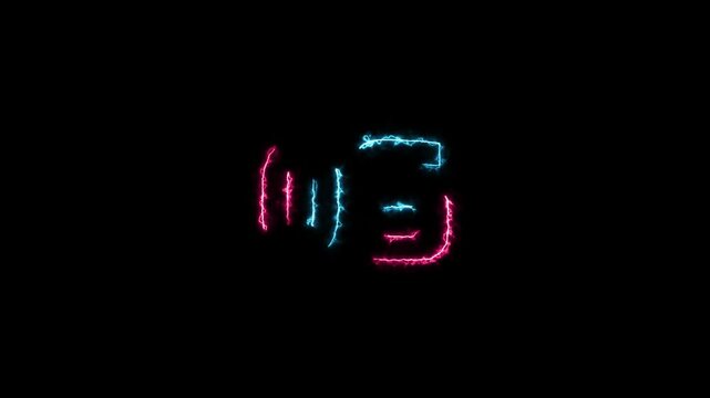 Countdown Number decreasing from 10 to 0. Number from 10 to 0 . Icon. Countdown number from 10 to 0. Glowing neon count down number animation 4k video.