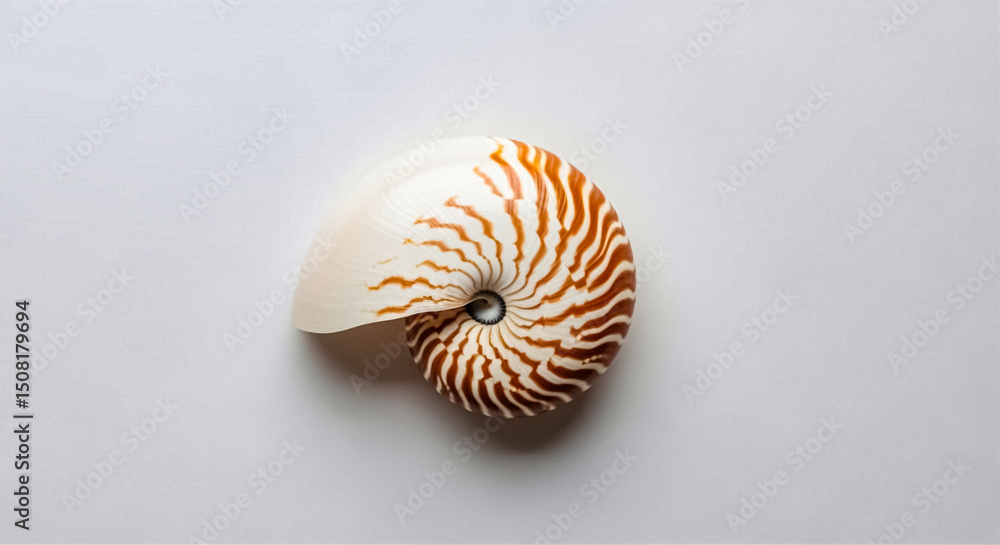 Poster nautilus shell with vivid patterns isolated on a white background