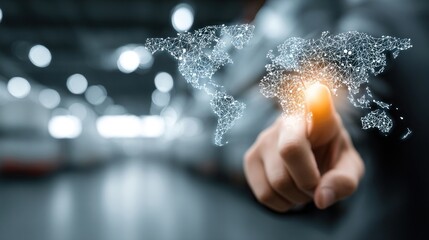 Businessman managing global supply chain responsibilities with connected network of manufacturers and distributors, improving efficiency and resilience through technology